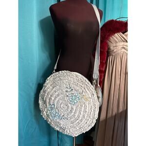 Handmade Cross-Body bag with ruffles and embroidered flowers